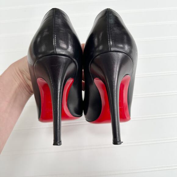 Christian Louboutin Simple Black Nappa Leather Pumps 100 Round Toe Heels 37 - Picture 7 of 11